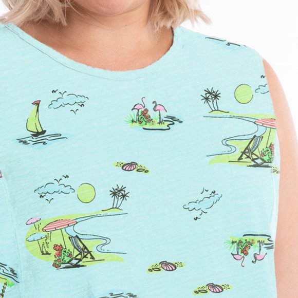 FRESH PRODUCE Chloe Tank Beachy Keen keyhole back Seaglass $62. - Picture 2 of 4